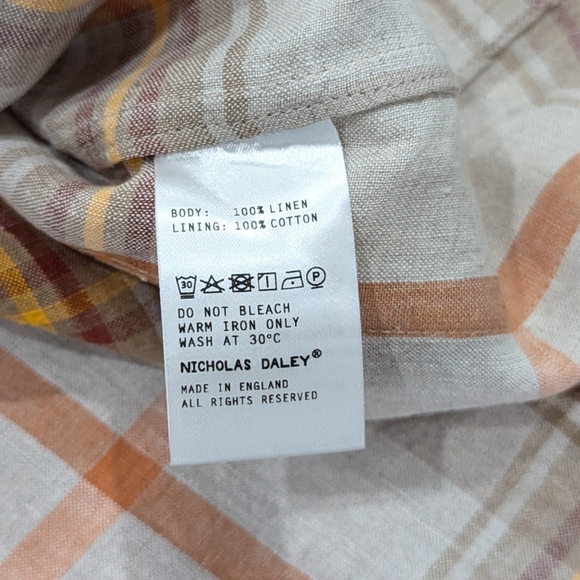 Mens Nicholas Daley Plaid LS Camp Shirt Summer Tartan Large - Picture 7 of 8